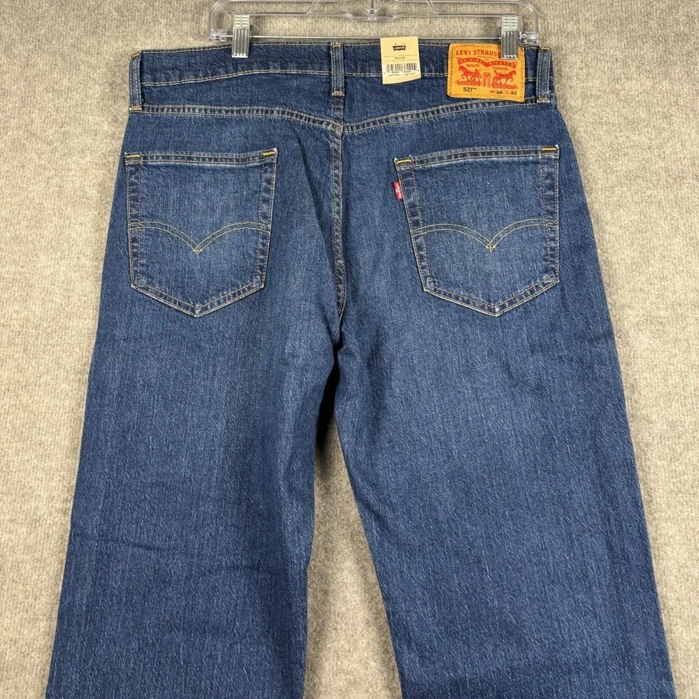 Levis 527 Slim Bootcut Jeans Medium Wash Denim 34x32 Blue Mens